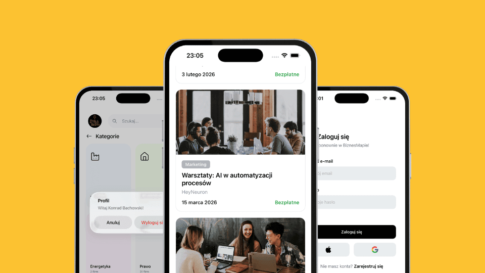 Biznes Mapa - aplikacja mobilna B2B networking (iOS + Android)
