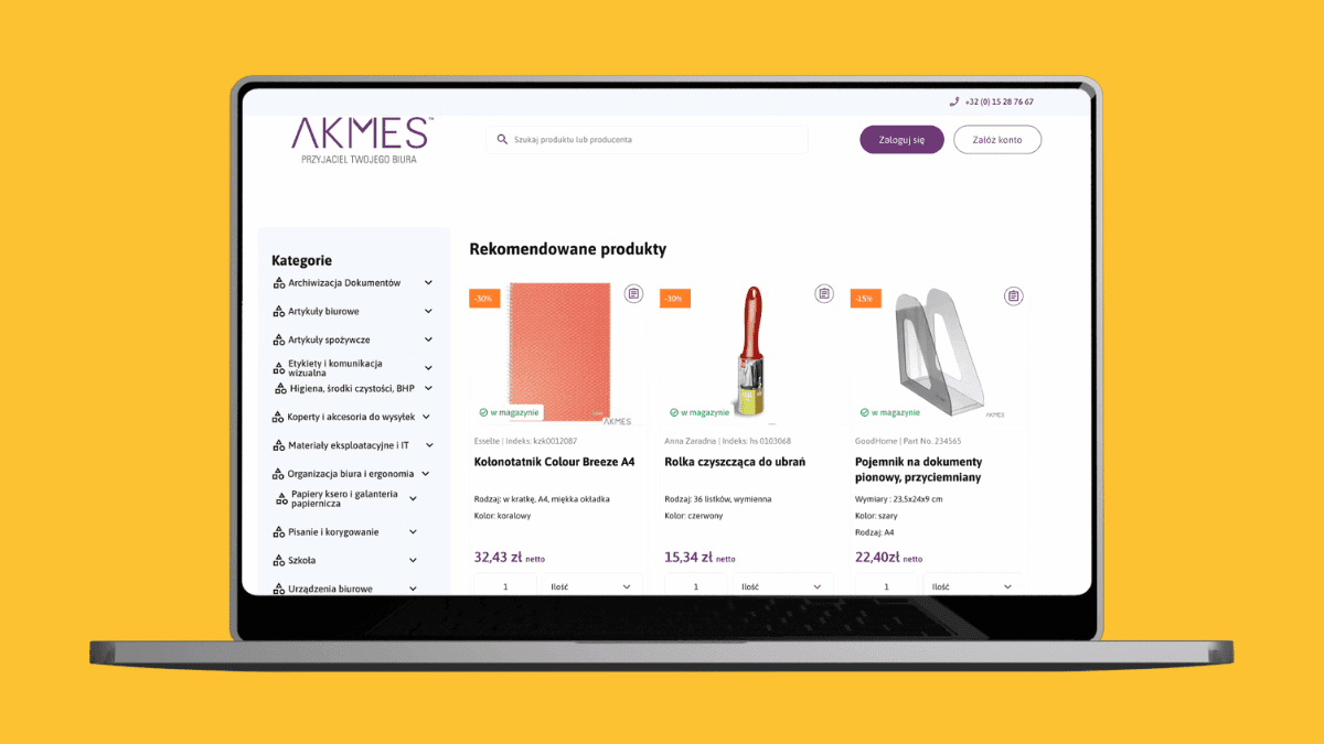 PrestaShop Akmes - sklep B2B z artykułami biurowymi