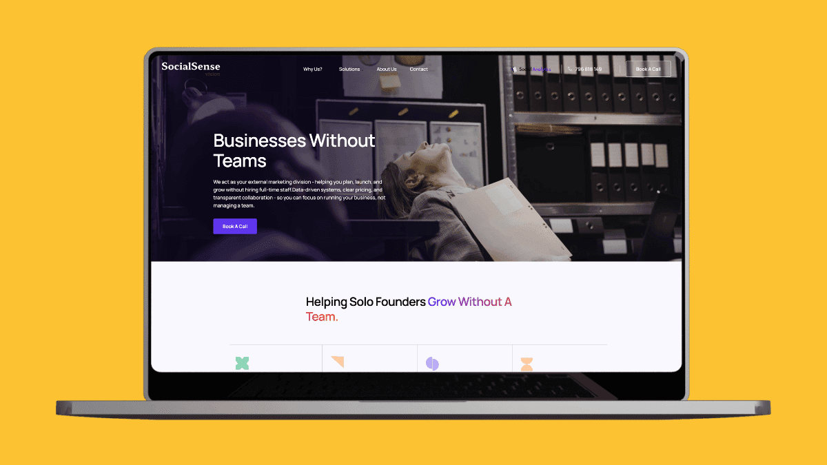 Strona internetowa dla agencji martech Social Sense Vision